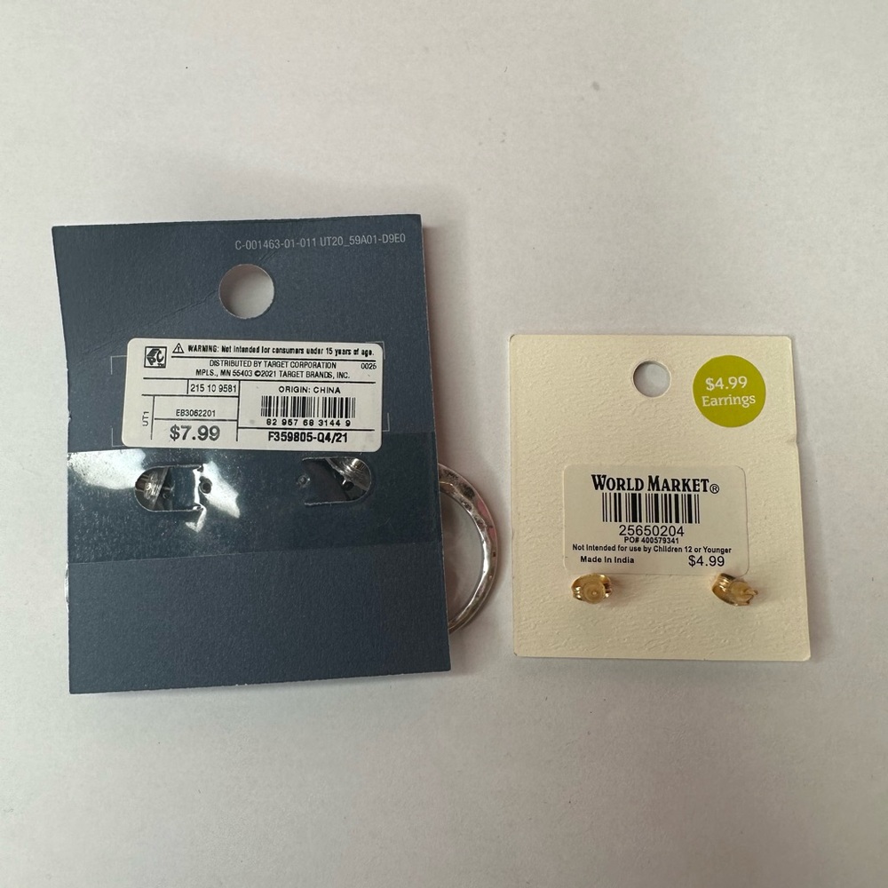 Universal Thread Silver Hoop and World Market gold stud Earrings set - Picture 5 of 5